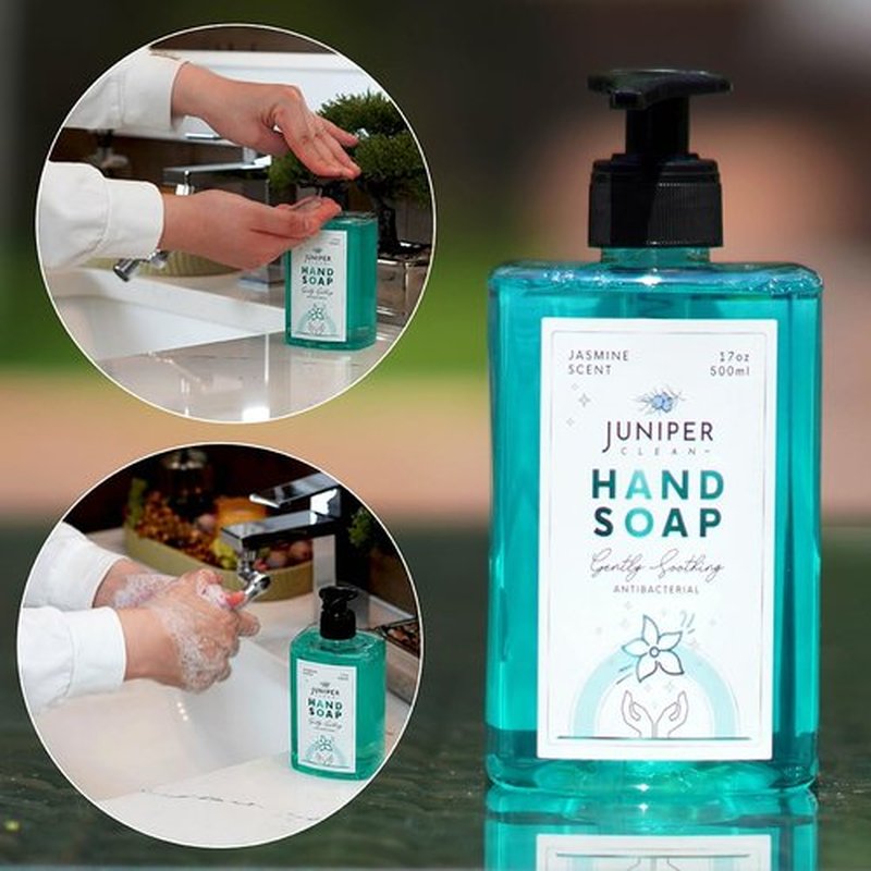 Juniper CLEAN, Antibacterial Hand Soap with Pump, Jasmine Scent, Liquid Hand Soap 17 Fl Oz (Pack of 1)