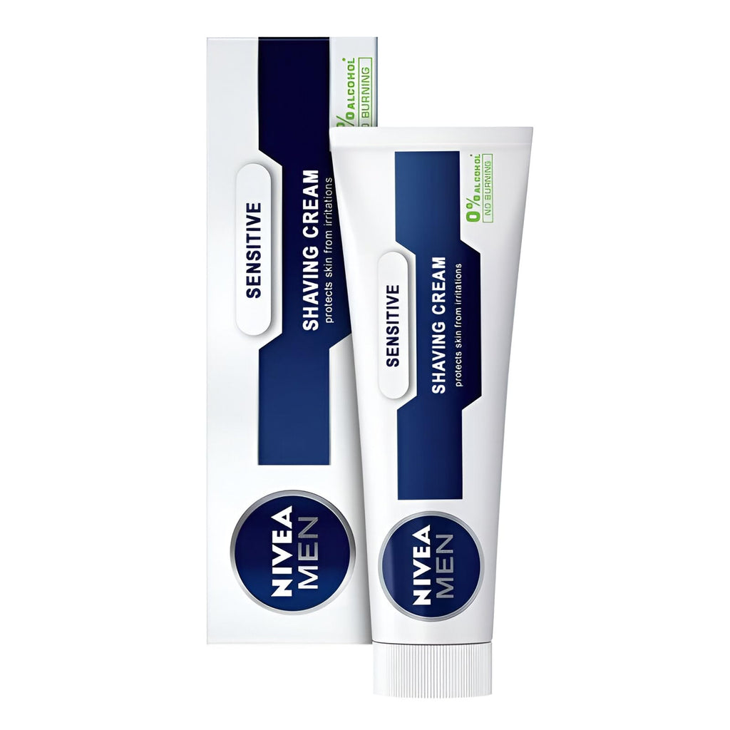 NIVEA MEN Sensitive Shaving Cream for Men with Sensitive Skin, Alcohol-Free Formula with Chamomile, Helps Soften Stubble for a Smooth and Comfortable Shave, 3-Pack, 3.38 fl oz Each (100 ml)