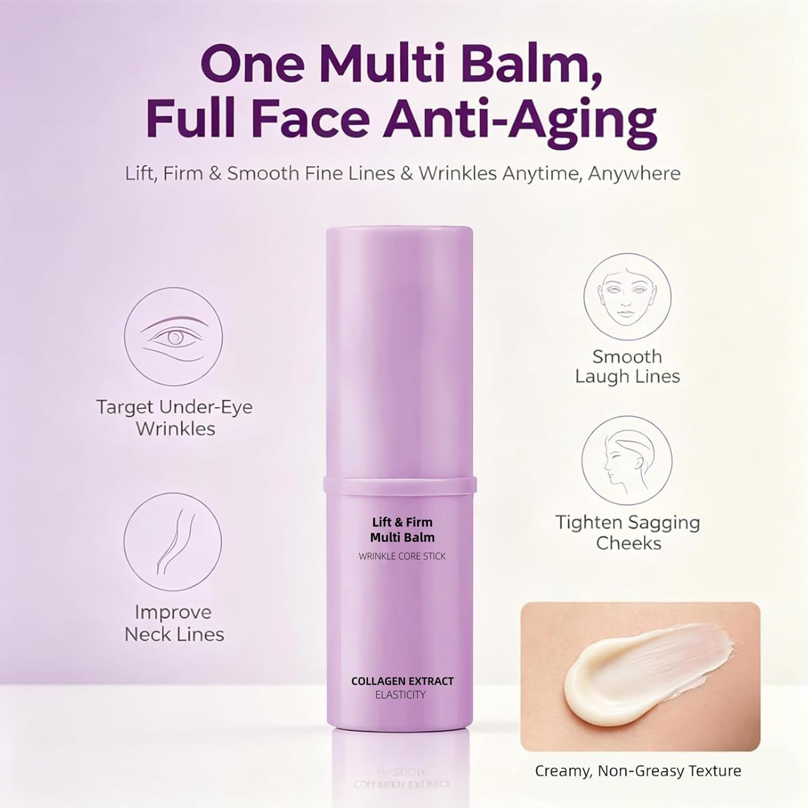 Coellyo Lipstick Under Eye Balm,Lift & Firm Multi Balm,Hydrating,Smoothing,Eye Care for Dark Circles, Puffiness and Fine Lines,0.38 oz