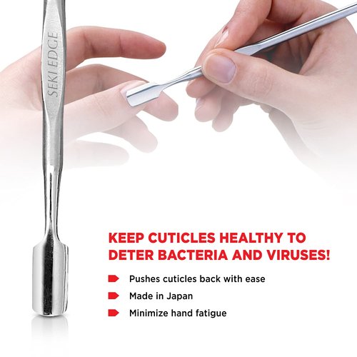 Seki Edge Cuticle Pusher (SS-303) - Professional Stainless Steel Nail Cuticle Pusher With Contoured Spoon Edge - Nail Care Tool for Manicures & Pedicures - Salon, Spa, & Home Use - Made in Japan
