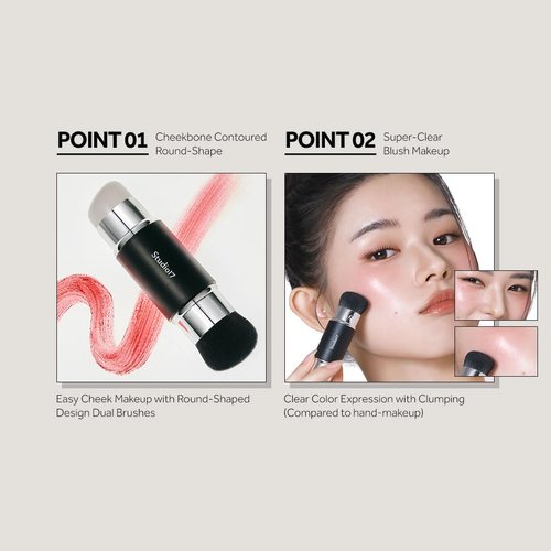 STUDIO17 Dual Ended Silicone Tip Blush Brush - Skin-Friendly Makeup Tool for Contouring & Blush Application