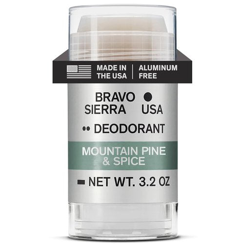 Bravo Sierra Aluminum-Free Deodorant for Men - Natural Ingredients for All-Day Odor & Sweat Protection - Mountain Pine & Spice, 3.2 oz - Paraben & Cruelty-Free, Vegan