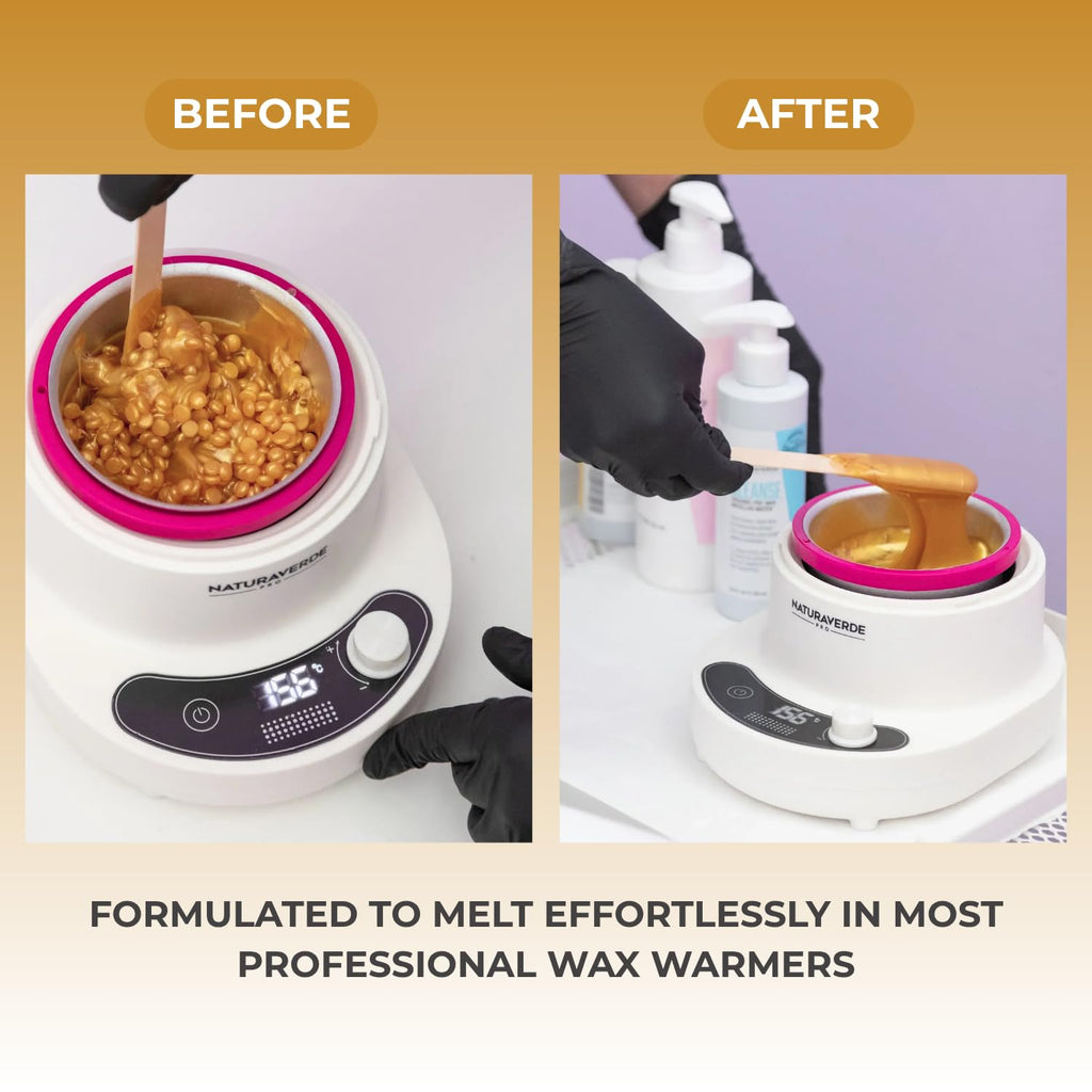 NaturaverdePro Gold Flex Hard Wax Beads, Body and Facial Hair Removal, Brazilian Bikini Wax for Women with Soothing Coconut Oil - 2.2 lbs