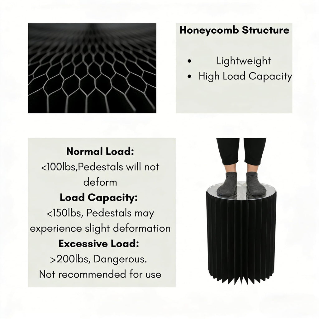Cylinder Stands for Party, Shape&Use 3PCS Round Black Pedestal Display Stands, Foldable Cardboard Columns for Wedding, Birthday, Anniversary Decor, 15.7in Dia. (15.7/23.6/31.5in H) with Storage Bag