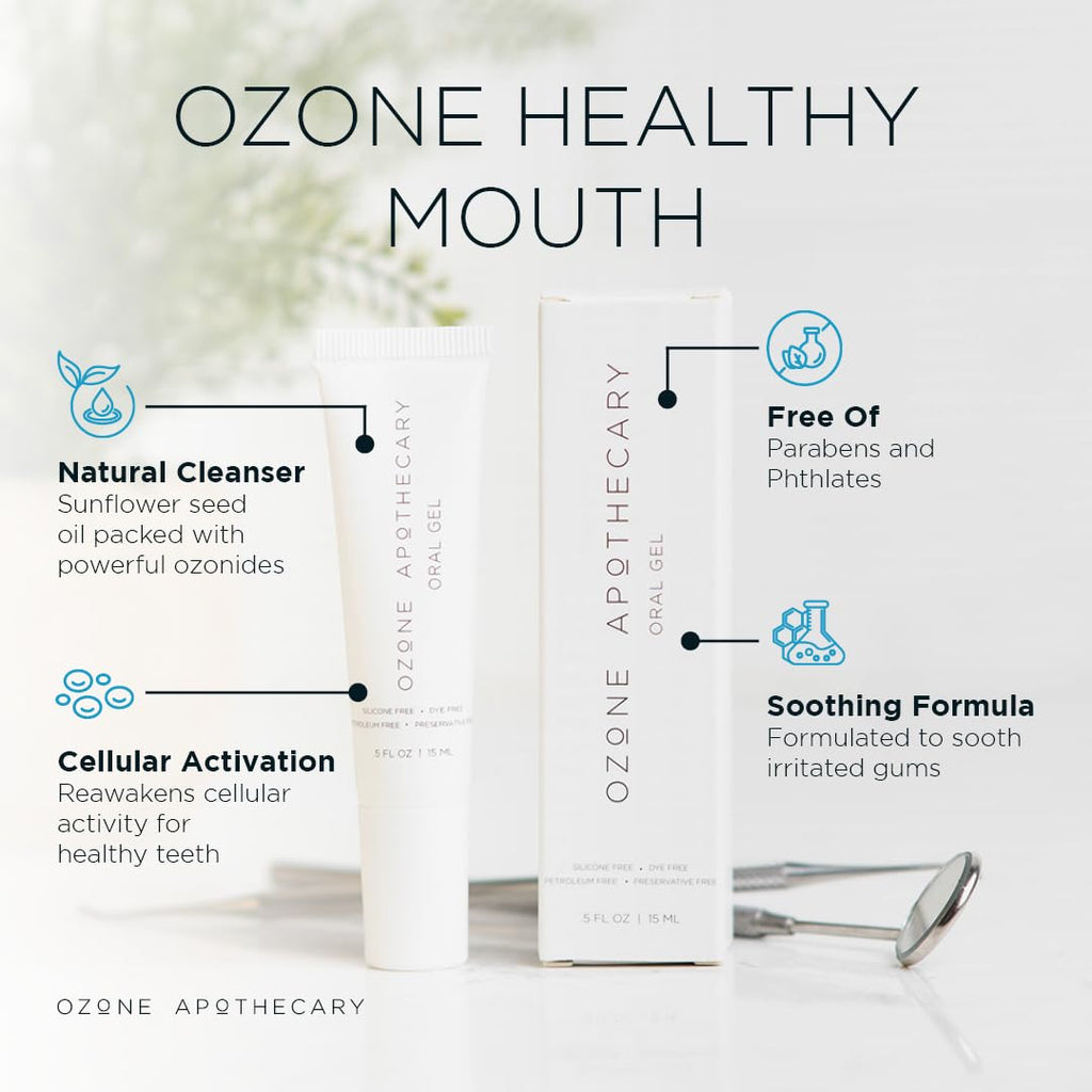 Ozone Apothecary Oral Gel Ozone Oil Infused Gel Dental Care Antibiotic-Free Multipurpose for Promoting Healthy Mouth