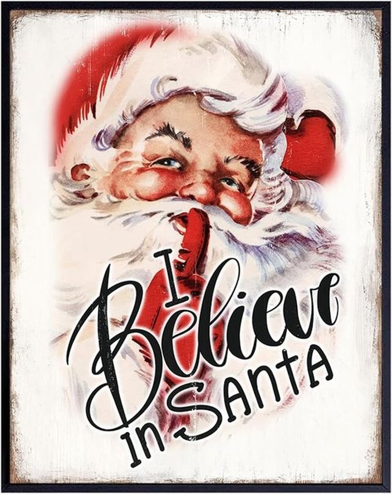 Retro Vintage Christmas Wall Art - Unique 11x14 Holiday Decor | Santa Claus Design for Rustic Homes