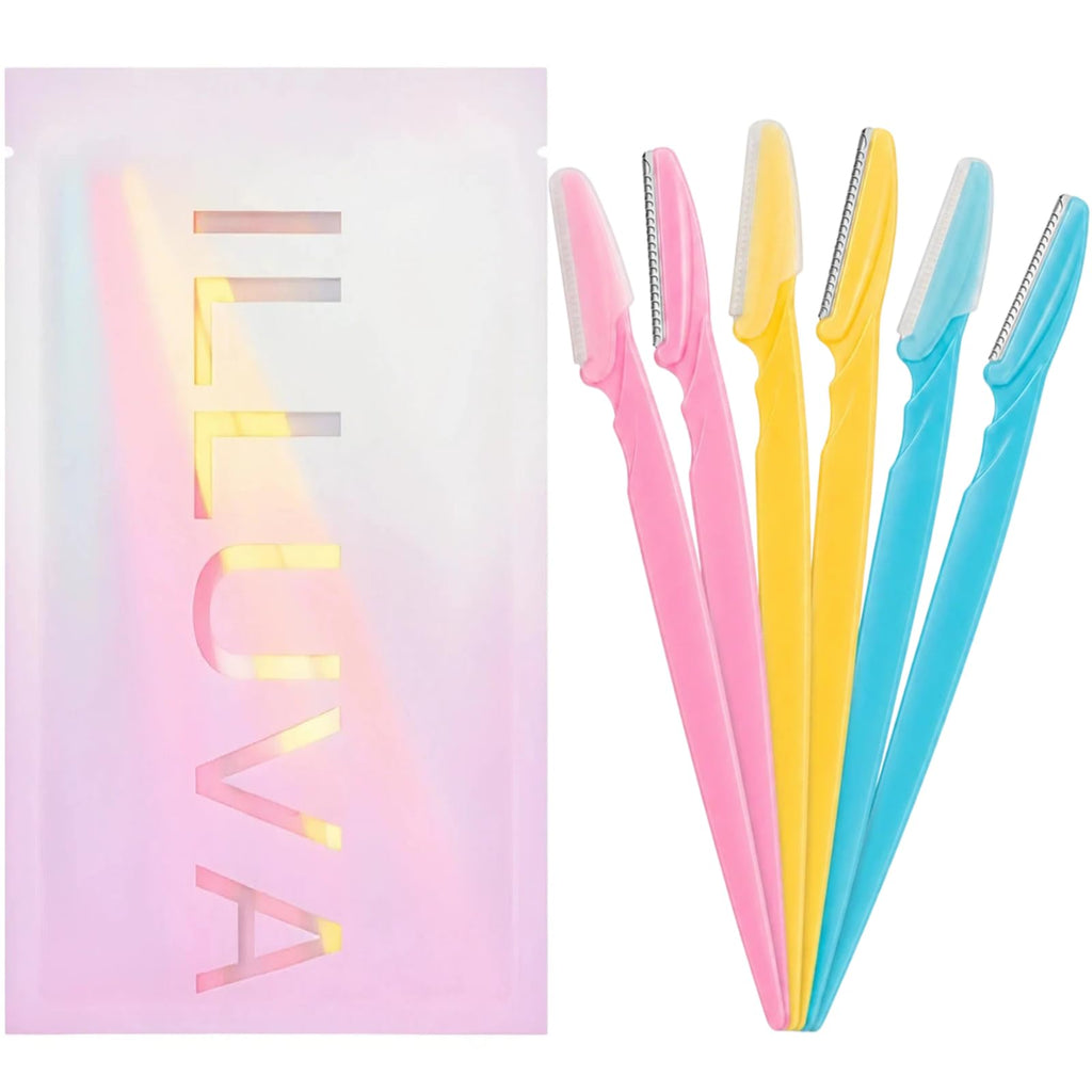 ILLUVA Exfoliating Dermaplaning Tool, Eyebrow Razor, Facial Dermaplane Razors Shaver with Precision Cover for Women and Men Pack of 6
