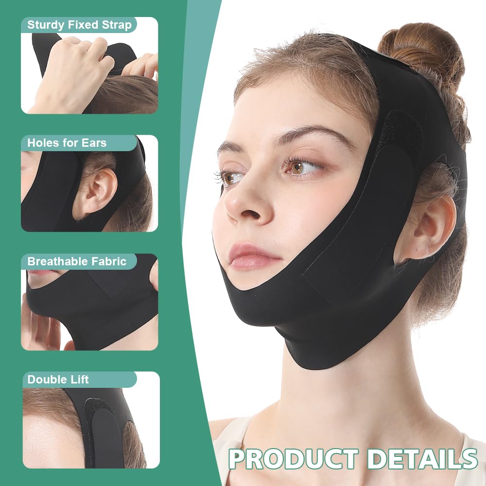 Face Lift Belt, Double Lift Face Lift Band, Comfortable VShaped Bandage Face Outline Lifting Facial Strap
