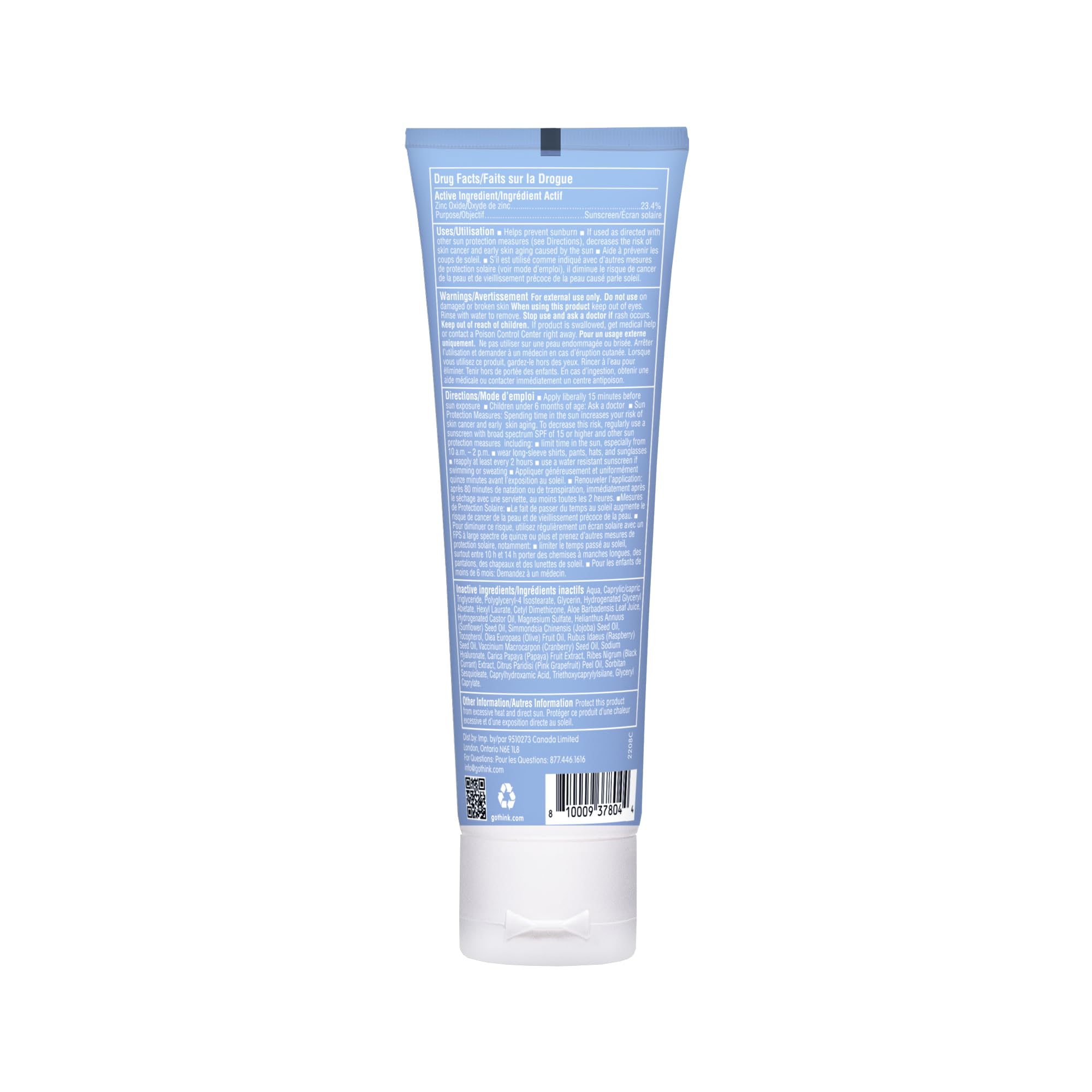 Thinksport SPF 50+ Mineral Sunscreen with Clear Zinc Oxide, 3 Fl Oz – Safe, Natural, Water Resistant, Broad Spectrum UVA/UVB Sun Screen for Sun Protection – Vegan, Reef Safe Sunscreen
