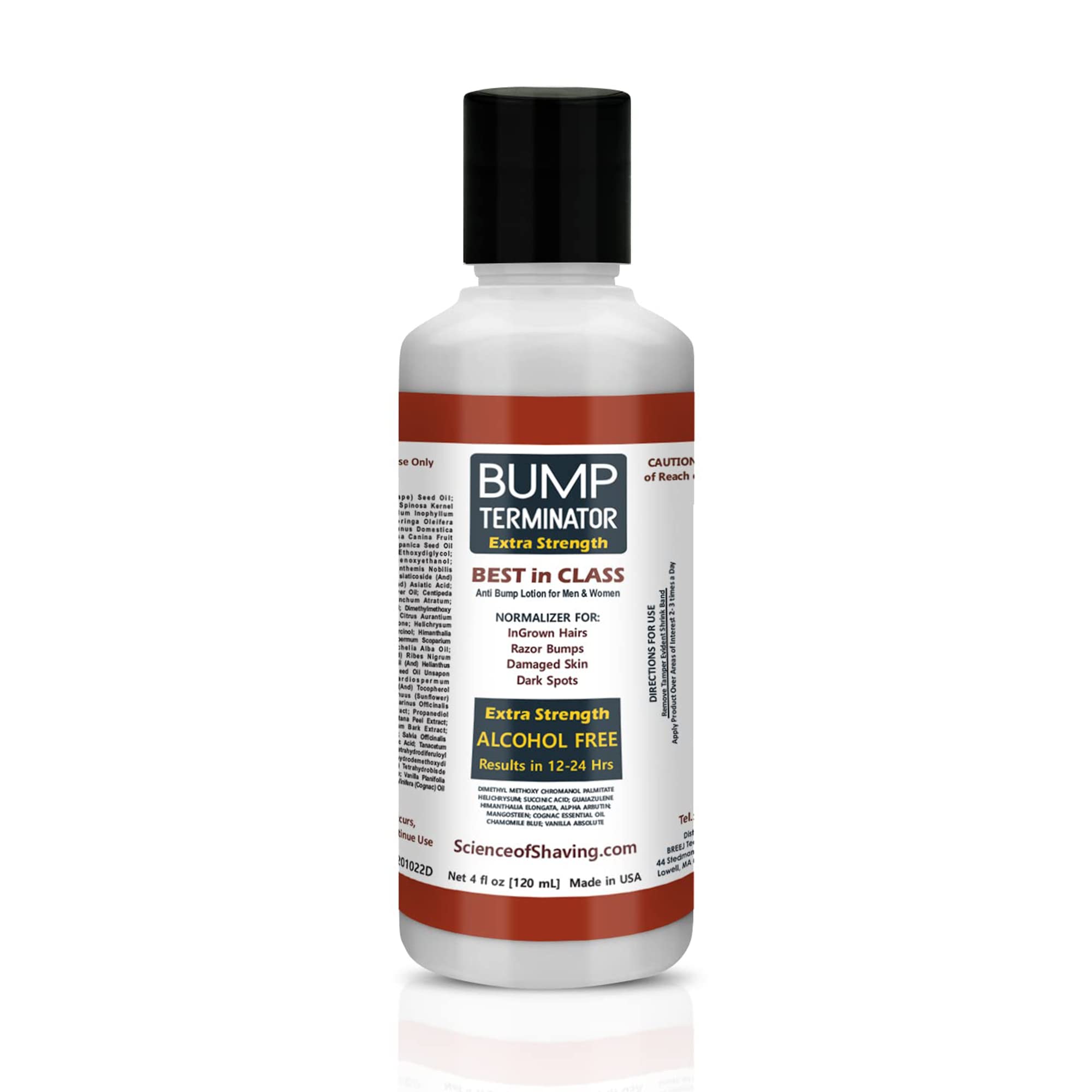Bump Terminator Extra Strength Alcohol-Free Bumps Lotion, Razor Bump Treatment for Men & Women (4 Fluid Ounces)