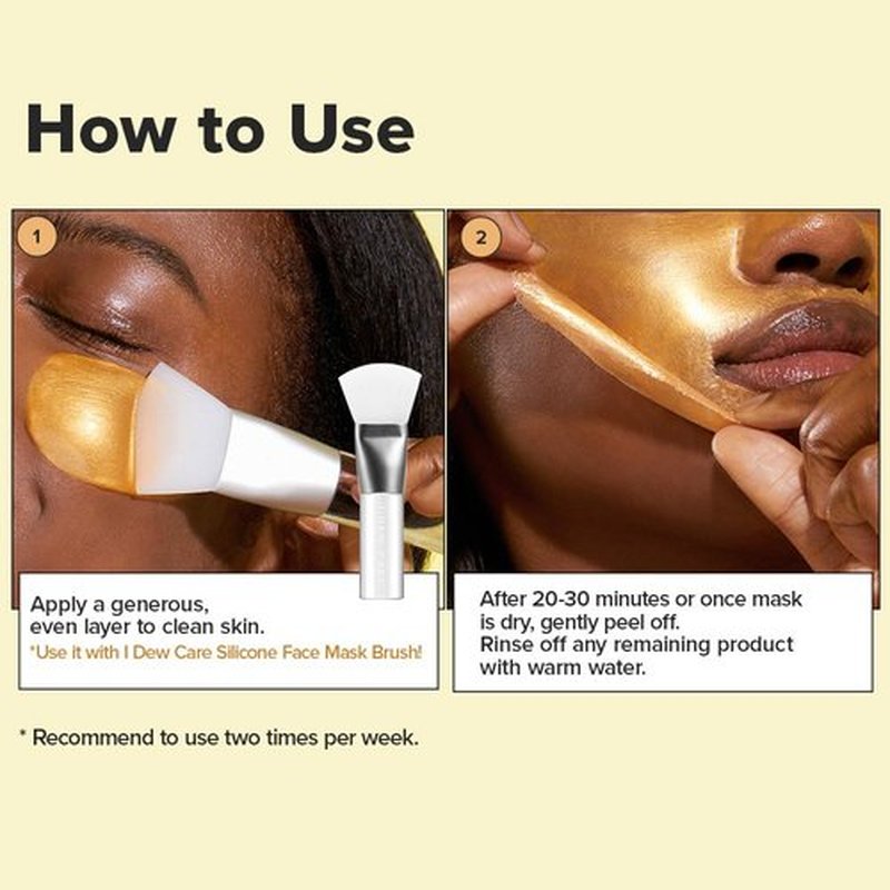I DEW CARE Peel-off Face Mask - Gold Kitten | 24K Gold, Pumpkin Extract, Revitalizing, Tightening, Korean Skin Care, Glass Skin, Vegan, Cruelty-Free, Gluten-Free, 2.70 fl. oz.