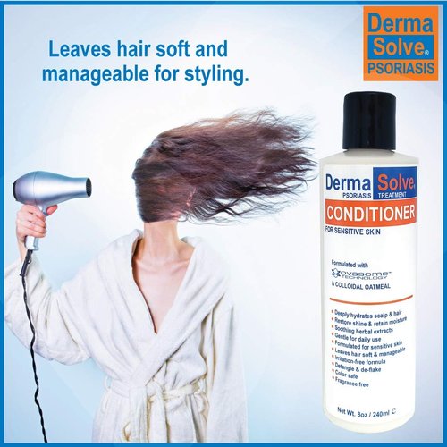 Dermasolve Psoriasis Conditioner - Soothing Anti Dandruff, Seborrheic Dermatitis, Sensitive Skin, Flaky, Itchy, Dry Scalp & Damaged Hair Repair - Pack of 2