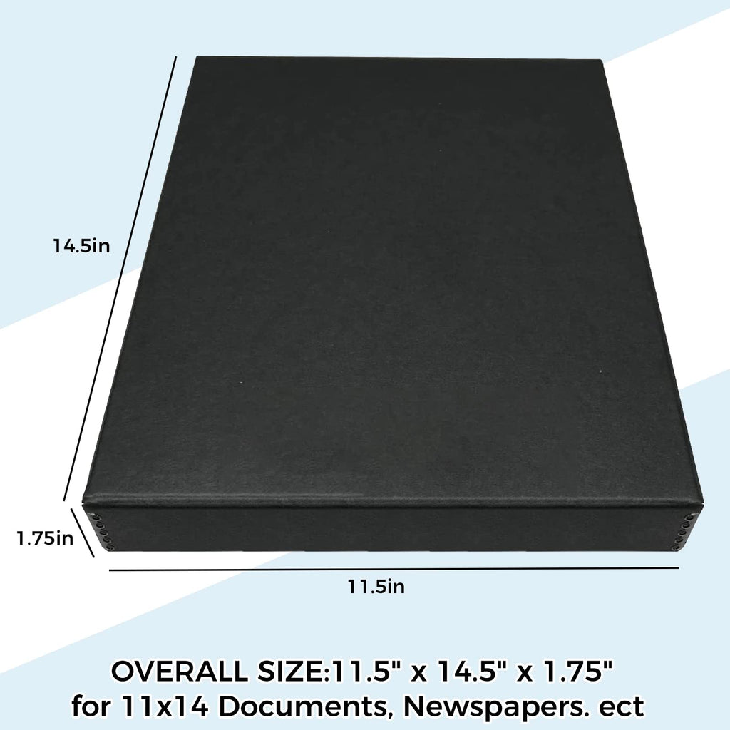 Golden State Art, Clamshell Archival Folio Storage Box 11x14 Inch, Black