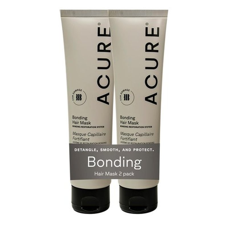 Acure Bonding Hair Mask - Weekly Deep Conditioning Hair Mask for Damaged Locks, Rescue Bond Repair Treatment for Dry, Damaged, Thin, Fine Locks, Natural Ingredients, Vegan - 5 fl oz (2 Pack)
