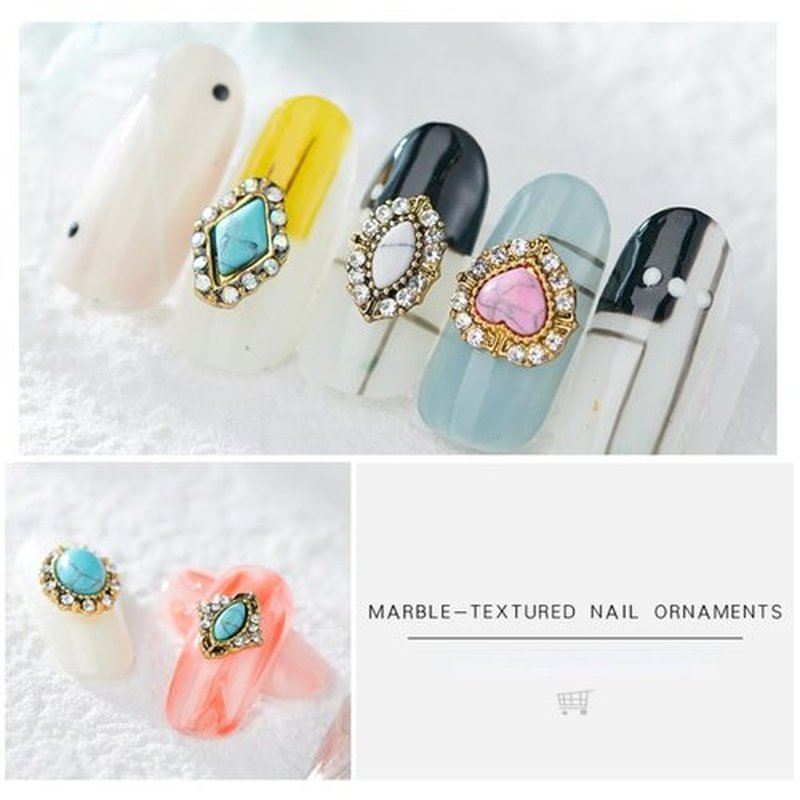 3D Turquoise Western Nail Ornament Mix Blue, White, and Pink Turquoise Charms Nail Art Gemstone Nail Art Jewelry Flower Heart Acrylic Nail Phone Case Card Women's DIY Decoration Products Home (20pcs)