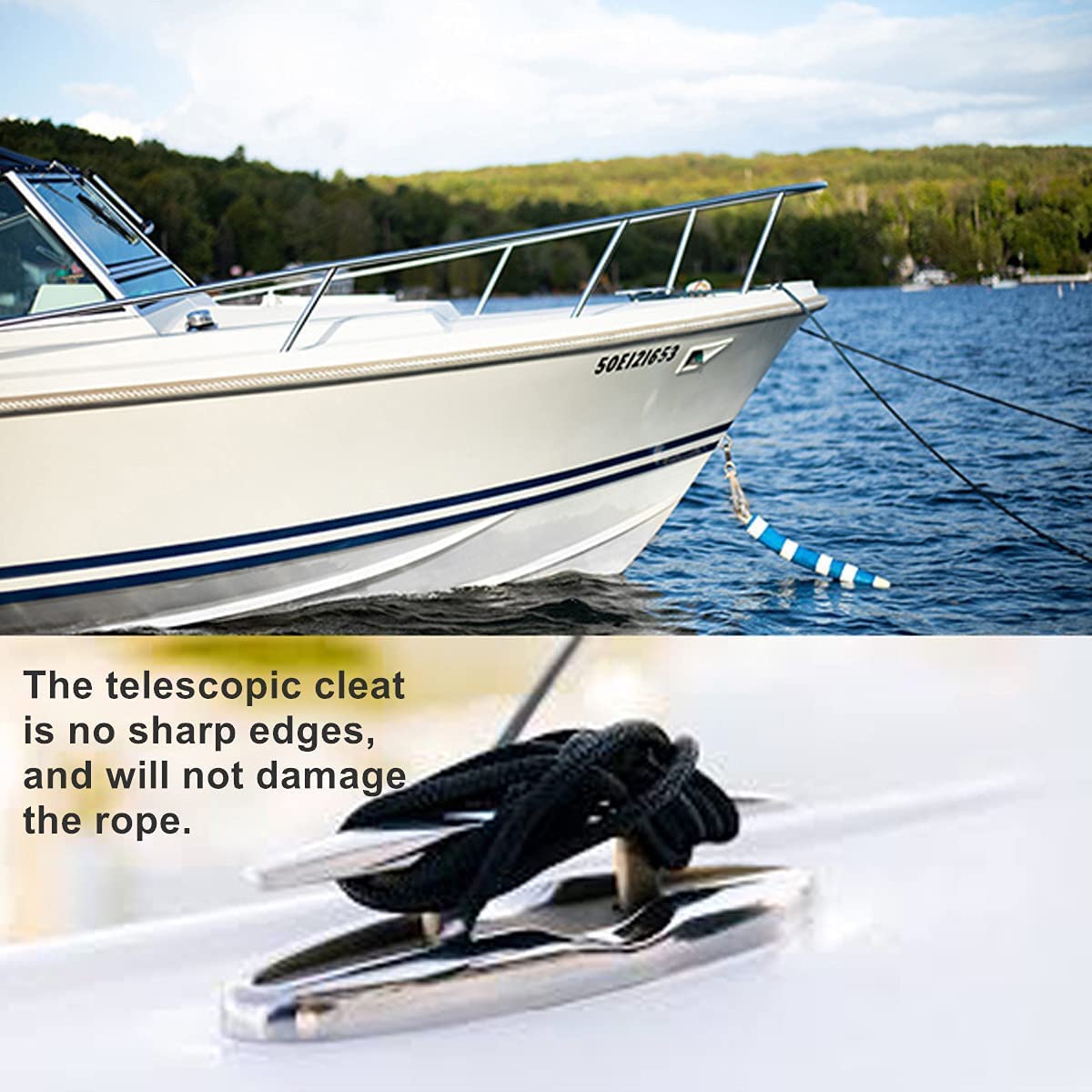 SUNOOM Pull Up Boat Cleats 316 Stainless Steel Hidden Flush Mount 6 Inch Retractable Boat Claet, Marine Cleat Pop Up Boat Cleats,Popup Cleat Yacht Marine Boat Dock Cleats Dock Boat Deck Cleat