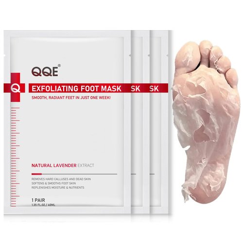 QQE 3 Pack Foot Peeling Mask, Hydrating Exfoliating Foot Mask for Dry Cracked Feet, Callus Remover & Cracked Heel Repair & Foot Care