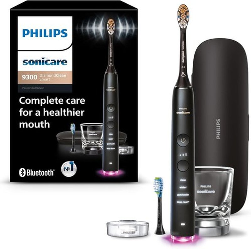 Philips Sonicare DiamondClean Smart 9300 Electric Toothbrush - Sonic Technology, App Connectivity, 4 Modes, Black | Model HX9903/15