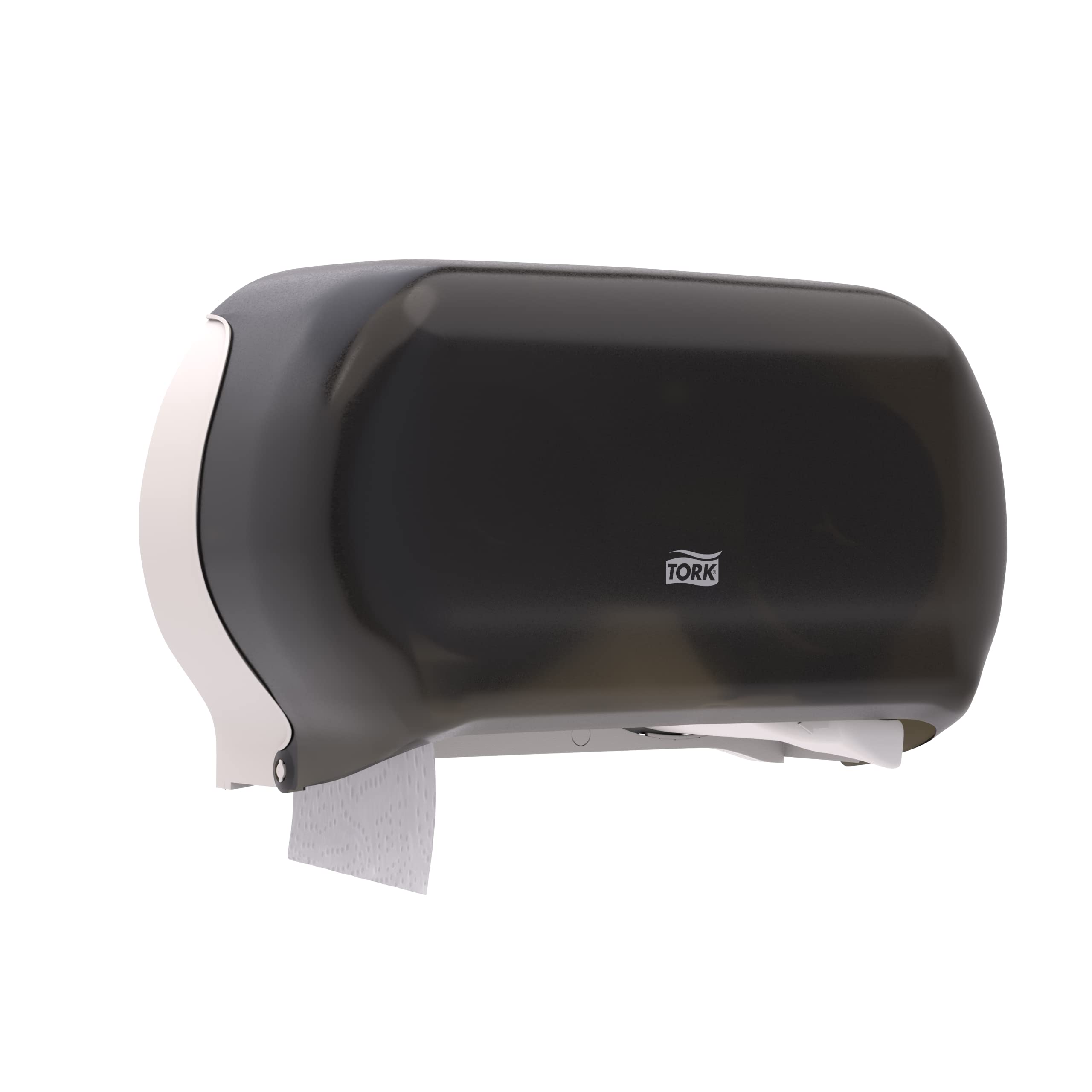 Tork Twin Jumbo Toilet Paper Roll Dispenser Smoke T22, Refill Indicator Window, 56TR
