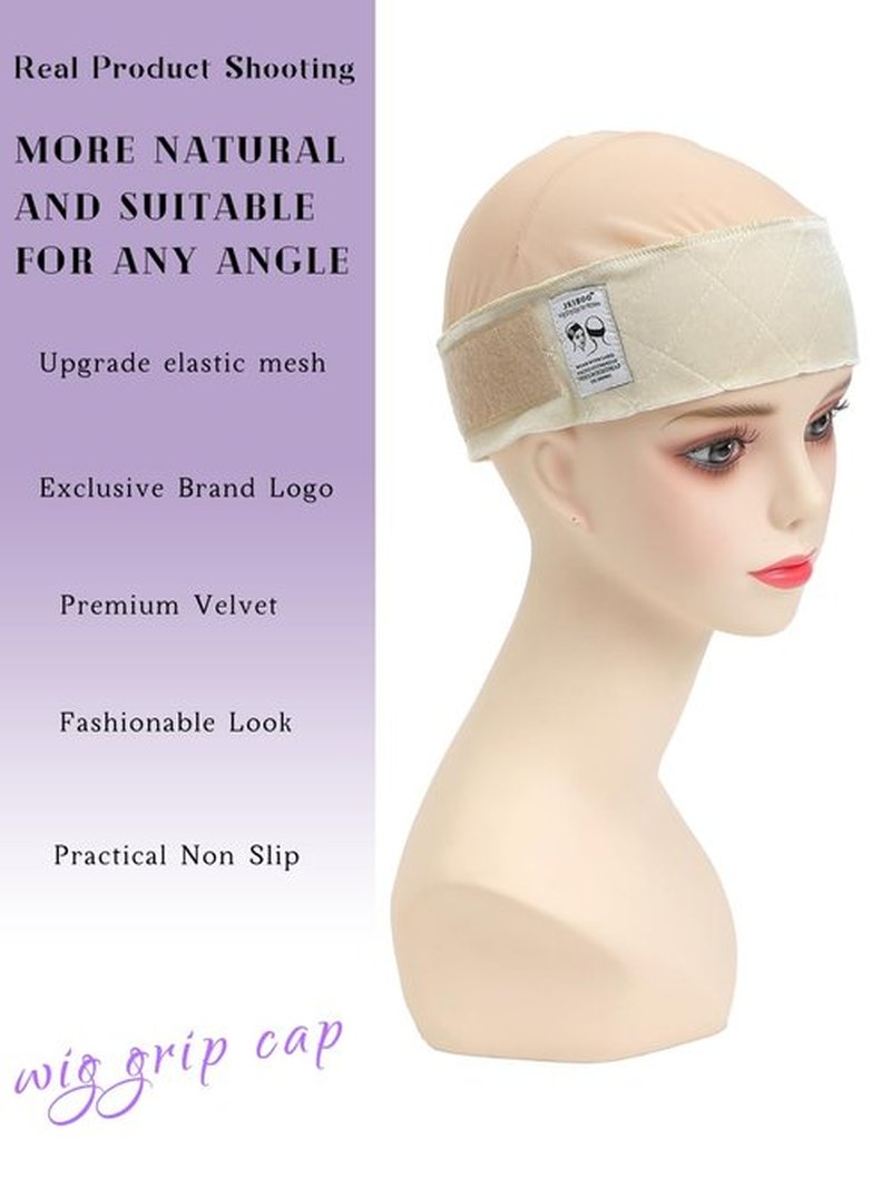 JKIBOO Wide Wig Grip Cap for Women Non Slip,Wig Caps with Velvet Wig Grip Band for Glueless Wigs