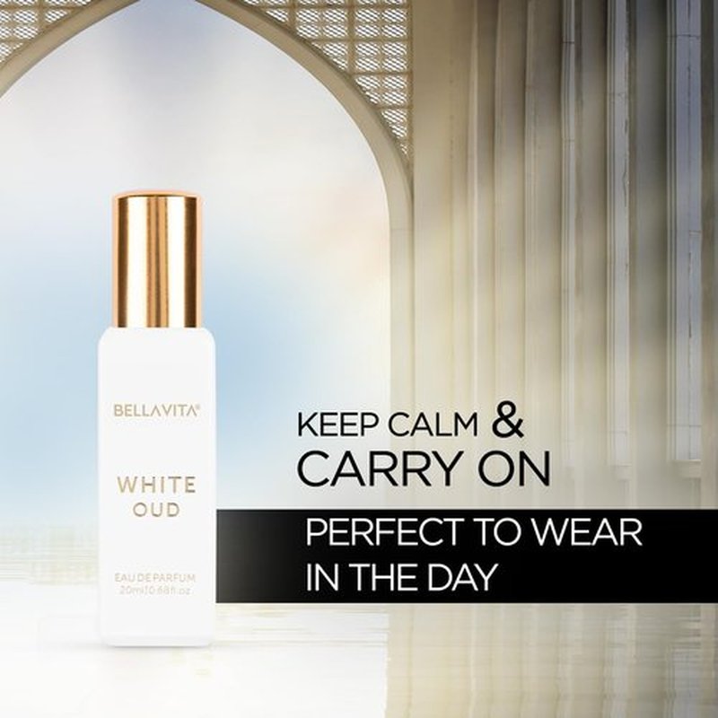 Bellavita Luxury White Oud Eau de Parfum - 20 ml Travel Size | Unisex Long-Lasting Fragrance with Fruity, Freesia & Tobacco Notes