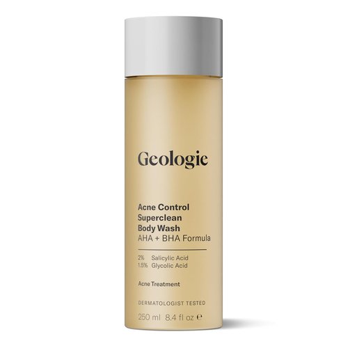 Geologie Acne Control Body Wash - Exfoliating AHA + BHA Cleanser for Bacne & Body Breakouts | 8.4 Fl Oz