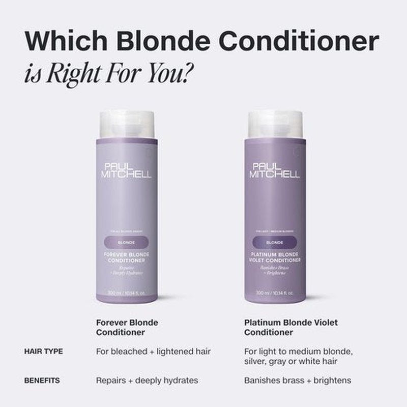 Paul Mitchell Forever Blonde Conditioner, Repairs + Deeply Hydrates, Ideal For Bleached + Lightened Hair, 10.14 fl oz