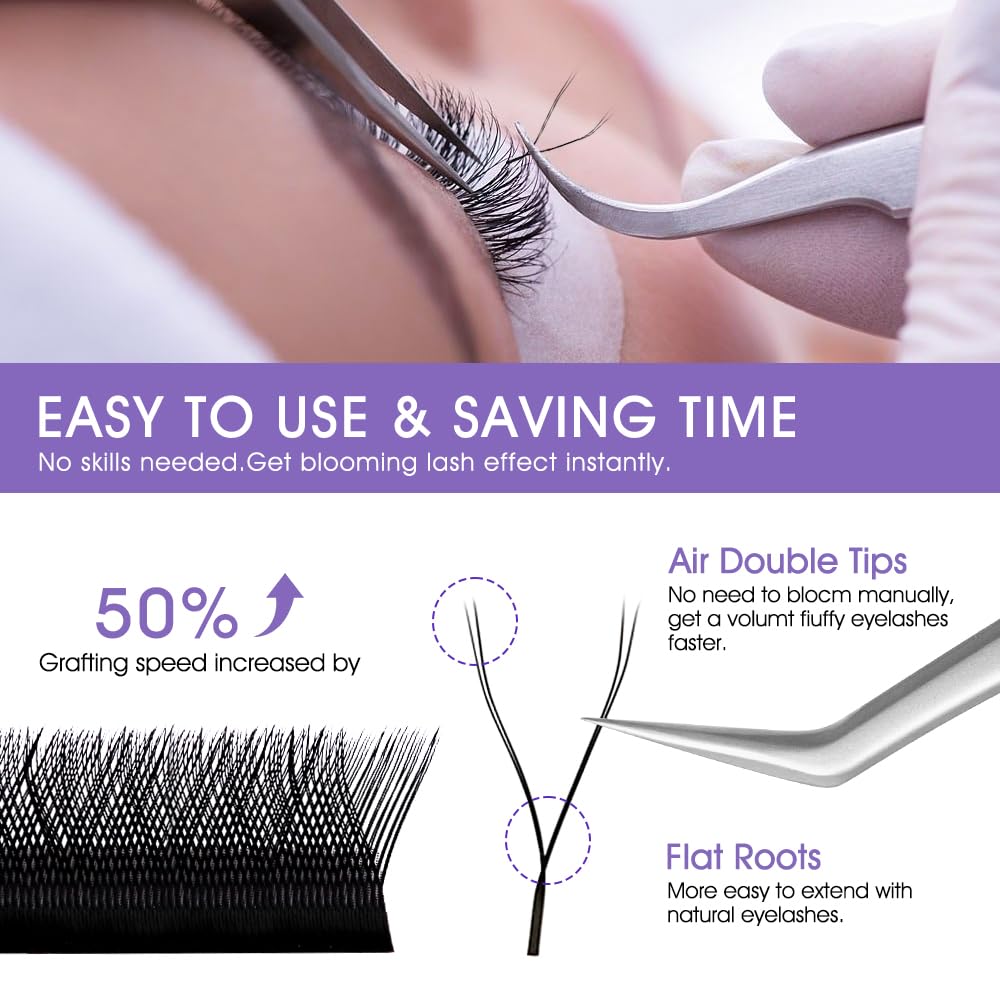 NATUHANA YY Eyelash Extensions Colored 0.07mm D Curl 8-14mm Mixed Tray Premade Fan 4D Russian Volume Y Shape Lash 12 Rows Color Lashes (8-14 MIX, Purple, 0.07 D)