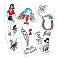 Retro Jazz Style Temporary Tattoo Set - 10 Piece Halloween Costume Accessories - Easy Halloween Costume Ideas