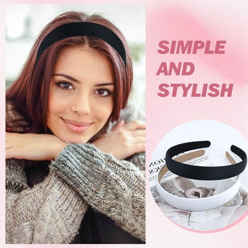 Lawie 16 Pack Multicolor Satin Cloth Fabric Covered Thin Slim Plain Plastic Headband Hair Band Hoops Base for Women Men Girls Teens Kids Hair Accessories (Multicolor B, Width: 2 cm / 0.8")
