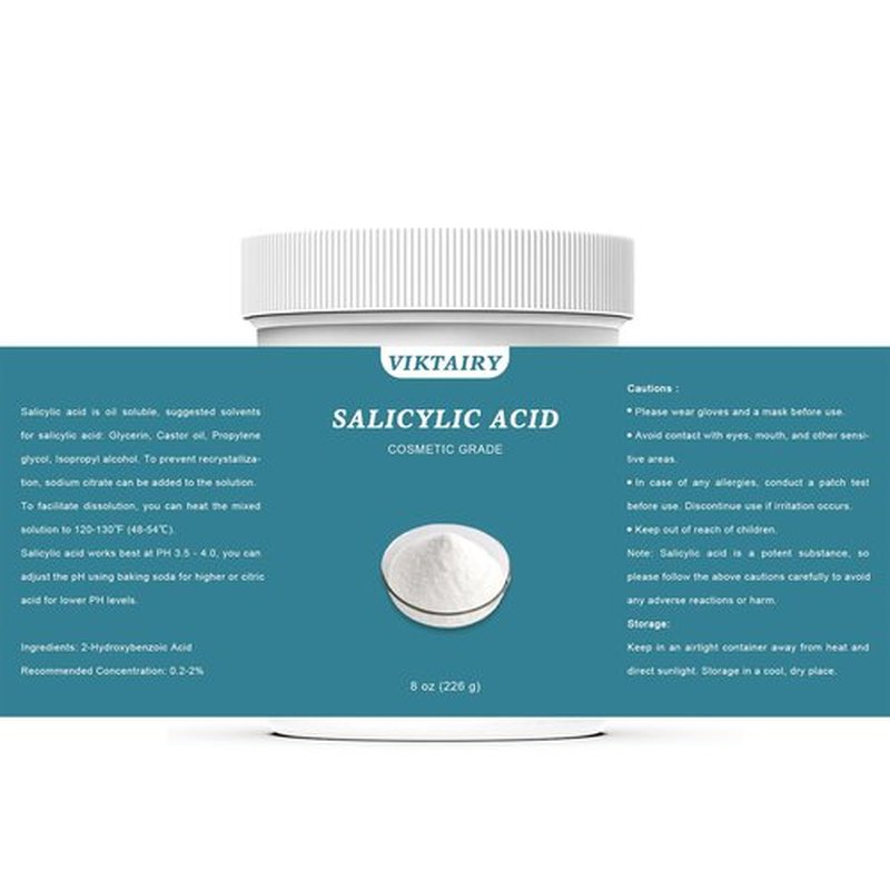 Pure Salicylic Acid Powder (8 oz), Cosmetic Grade Original Ingredients with no Additives, BHA Exfoliant for DIY Cleanser, Toner, Shampoo, Body Wash, Lotion