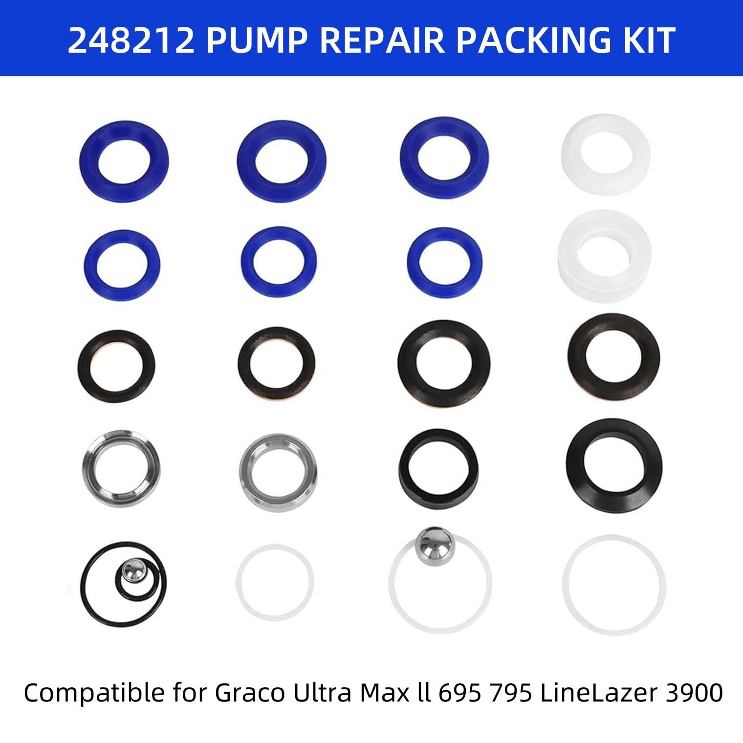 HSKLAADC 248212 Pump Repair Packing Kit for Graco 695 795 3900 Airless Paint Sprayers Aftermarket Seal Accessories