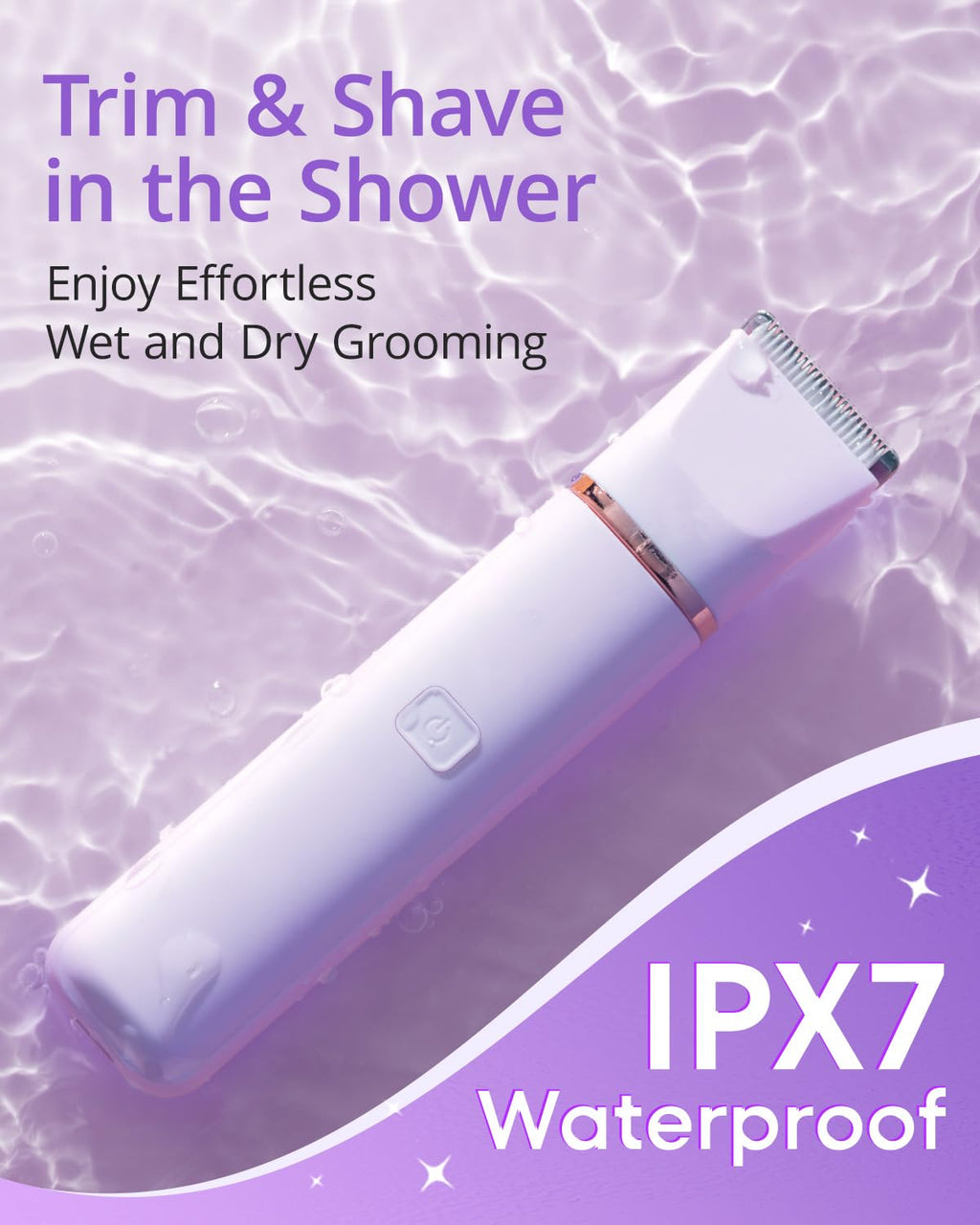 VG VOGCREST Bikini Trimmer for Women: 2-in-1 Painless Body Shaver for Underarm Leg Arm - Portable Travel Friendly Pubic Grooming Kit