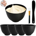 Bigwinyep 7Pcs Silicone Mixing Bowls, Silicone Bowls for Facials, DIY Face Mask Mixing Bowl for Home Salon Spa Face Skin Applicator Bowl, Black