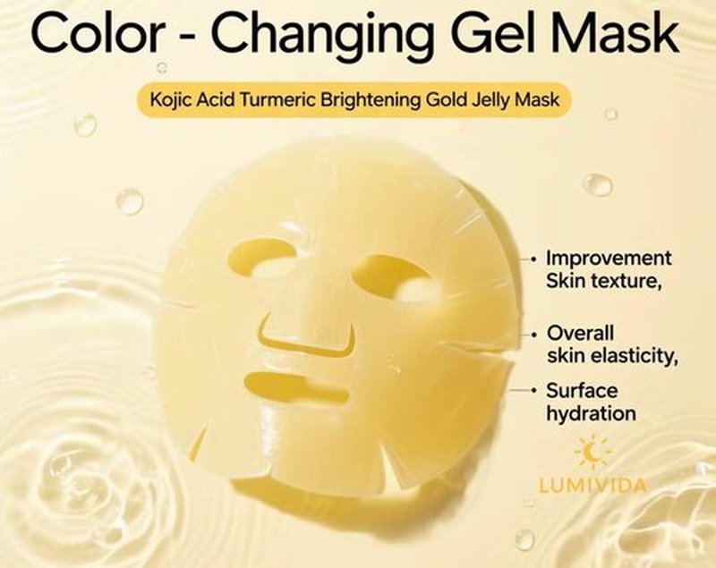 LumiVida Kojic Acid Turmeric Brightening Gel Face Mask | Overnight Firming & Hydrating for Elasticity & Glow | Korean Skincare with Niacinamide, Peptides & Hydrolyzed Collagen | 4 Pack
