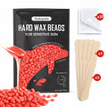 3lb Coral Red Gel Wax Beads, Hypoallergenic & Stripless, Unscented for Sensitive Skin, Coarse & Fine Hair Removal for Full Body, Bikini & Brazilian, Includes 10 Wooden Sticks & 20 Cooling Care Sheets