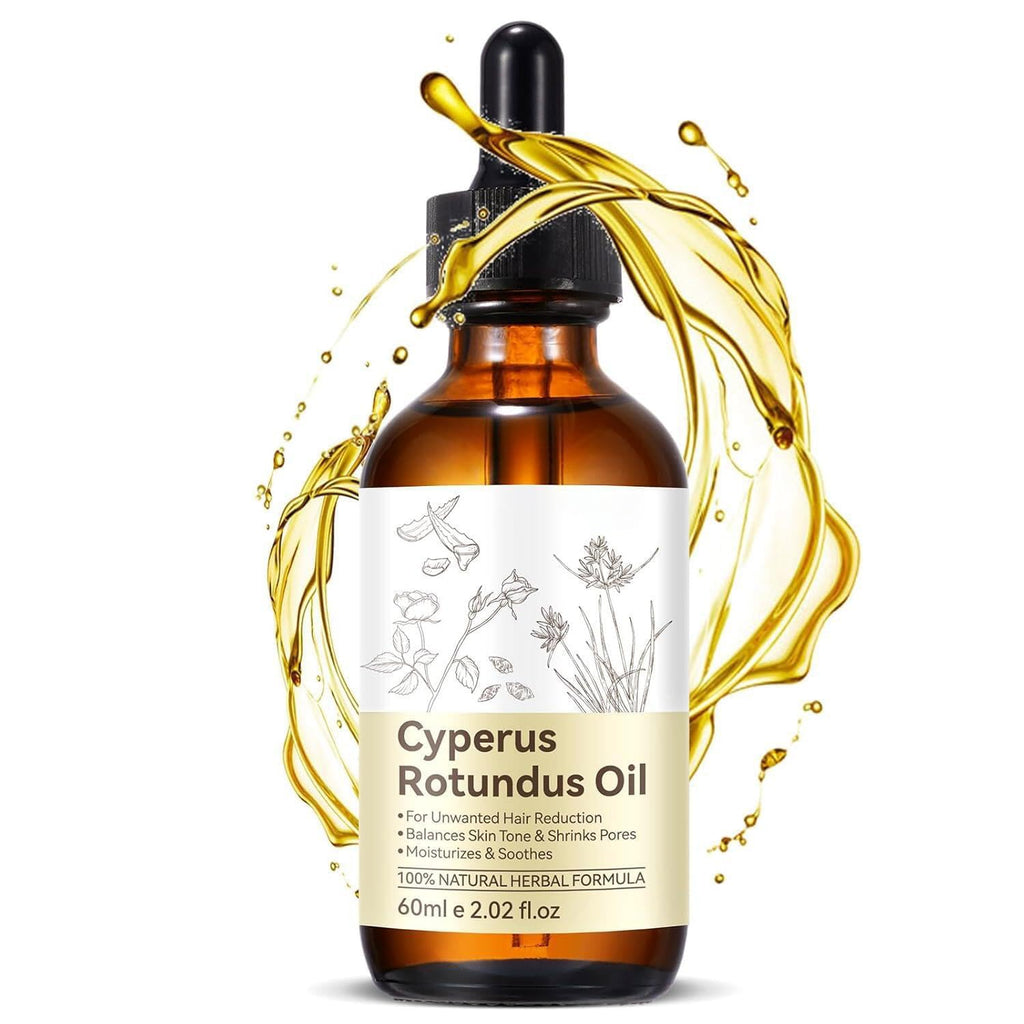 ZIXAOK Natural Cyperus Rotundus Oil for Hair Reduction | Slows Unwanted Body Hair Growth on Face, Arms, Bikini Line | Balances Skin Tone & Moisturizes | 100% Pure, All Skin Types | 2.02 Fl Oz