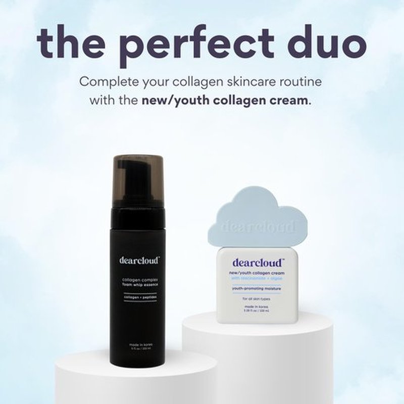 dearcloud Collagen Complex Foam Whip Essence – Anti Aging Collagen Support – Makeup Primer and Hydrating Primer – Collagen Moisturizer for Face (5 fl oz)