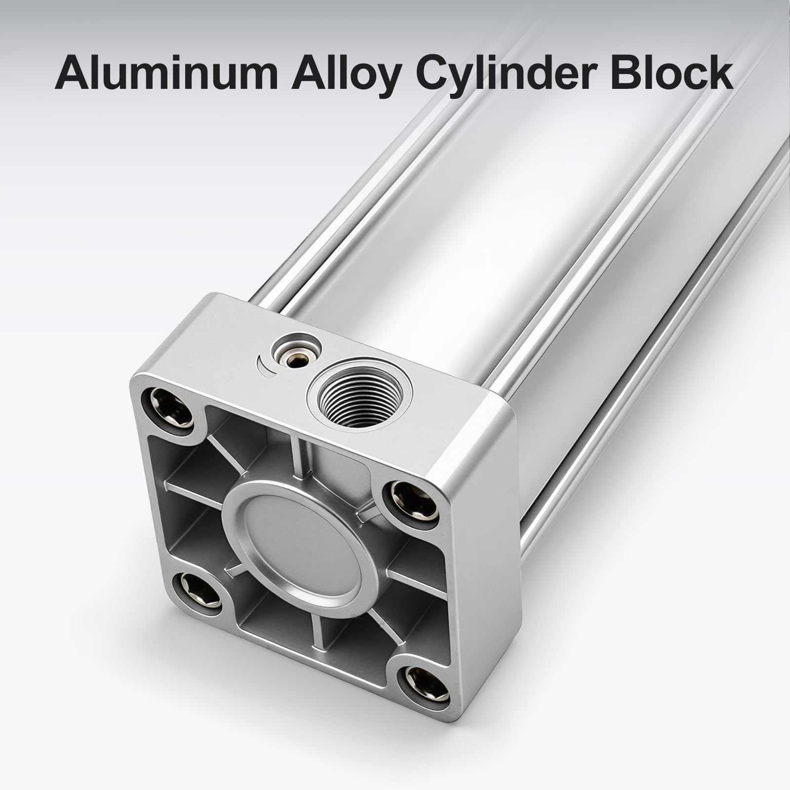 Baomain Pneumatic Air Cylinder SC 100 x 250, PT 1/2 Port, 3.94" Bore, 9.84" Stroke, Single Rod Double Acting, M20X1.5 Threaded Rod, with 4X Push-in Fittings