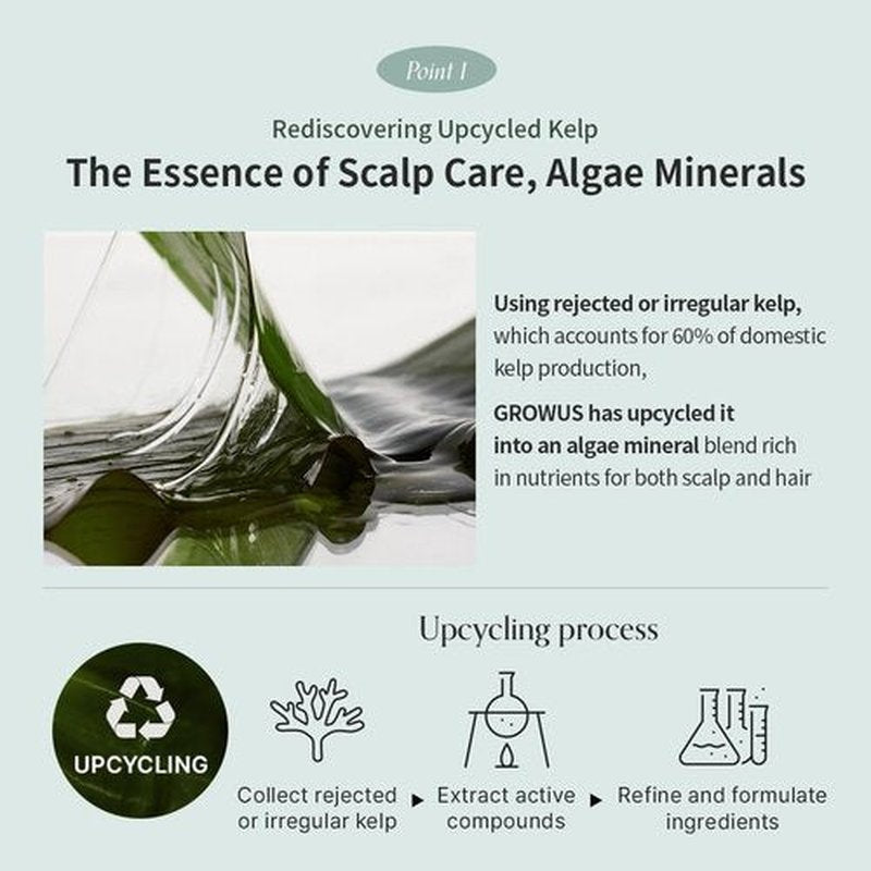 GROWUS Algae Therapy Mineral Shampoo with Seaweed Complex, Biotin, PDRN (16.9 Fl Oz / 500ml)