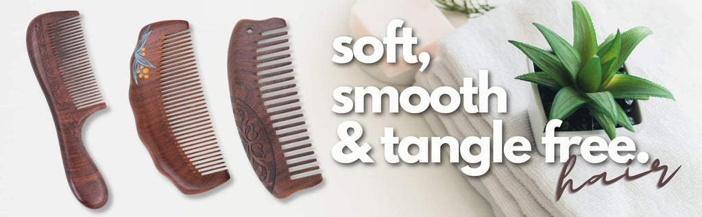 Mandala Crafts Wooden Comb – Green Sandalwood Horn Static-Reducing Design Wood Comb – Wooden Wide Tooth Hair Comb for Men Women Straight Curly Hair Detangling Beard