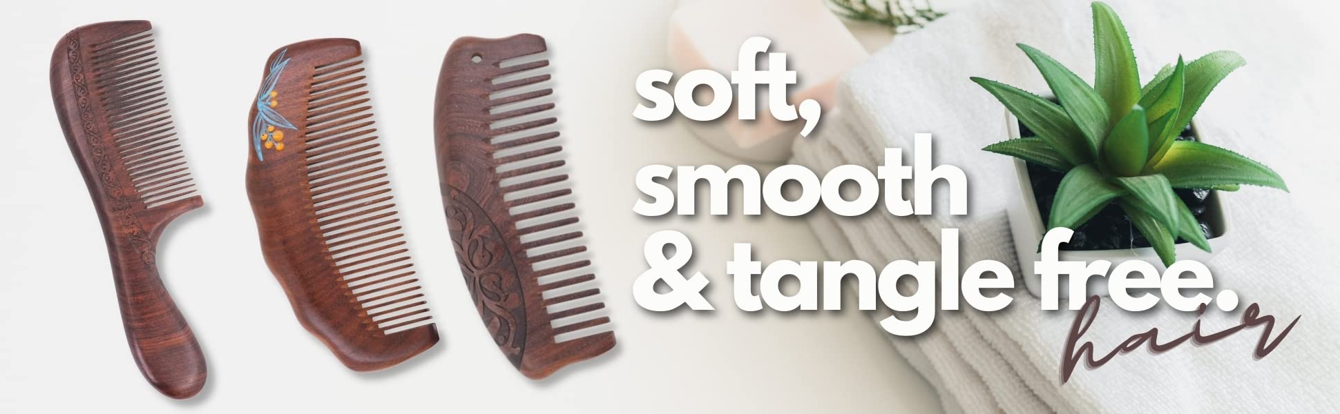Mandala Crafts Wooden Comb – Green Sandalwood Horn Static-Reducing Design Wood Comb – Wooden Wide Tooth Hair Comb for Men Women Straight Curly Hair Detangling Beard