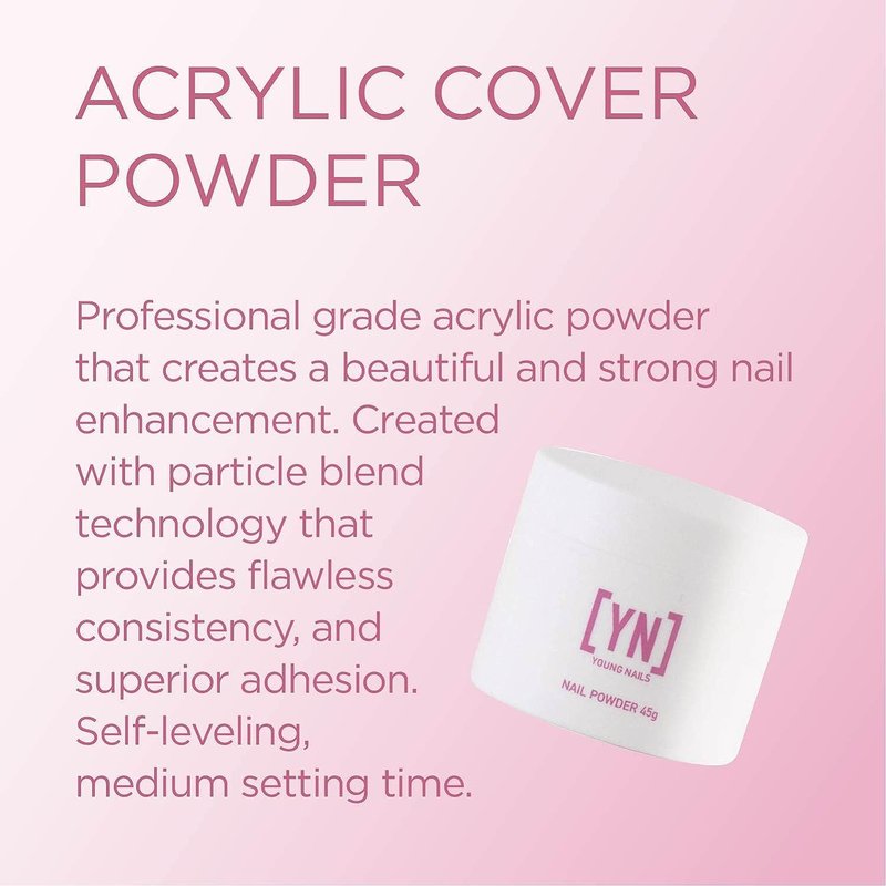 Young Nails Acrylic Cover Powder - Professional Self-Leveling Nail Powder in Flamingo, 45g