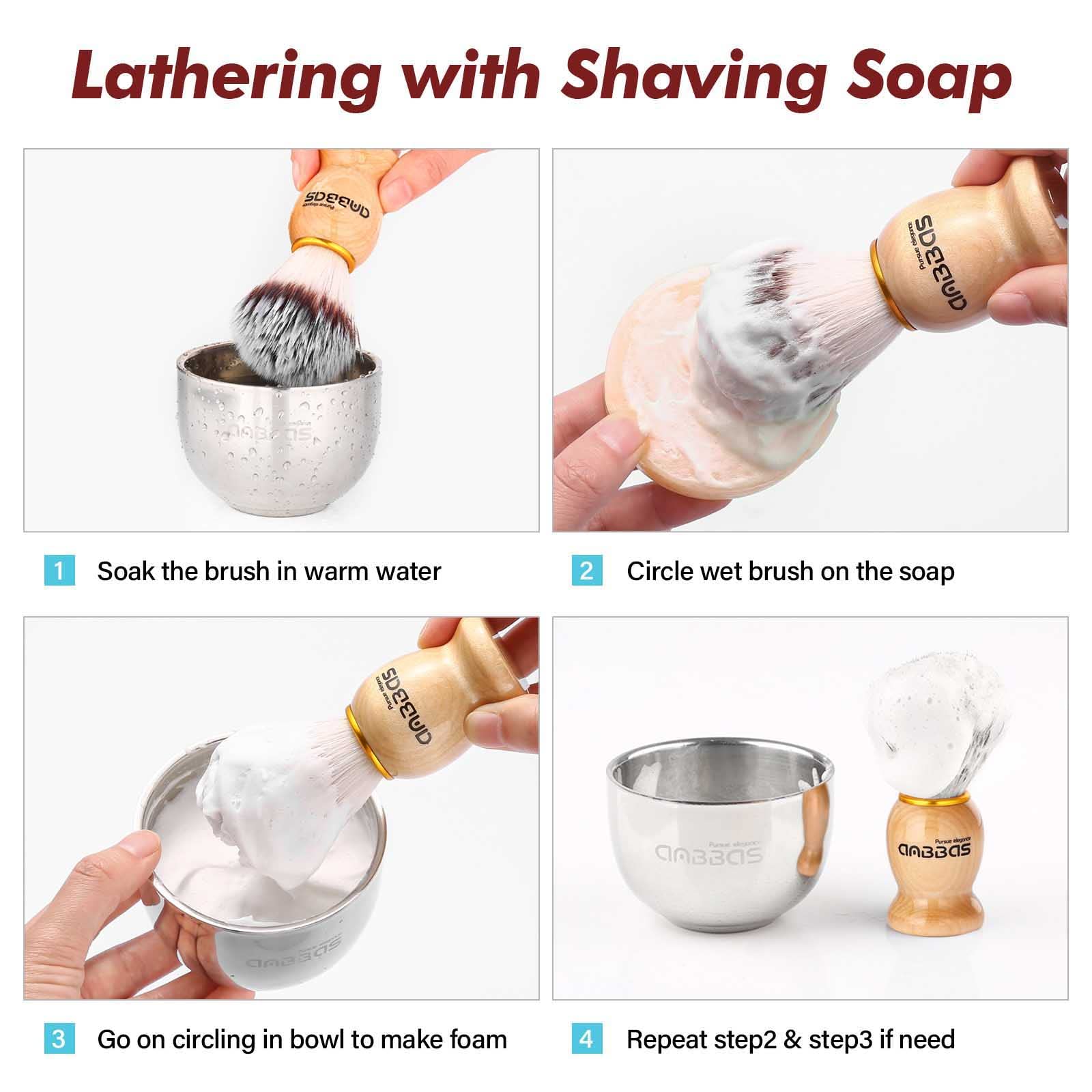 Anbbas 5IN1 Wall Mounted Shaving Brush Set for Men Smooth Shave in Shower
