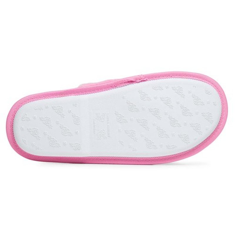 Laura Ashley Scuff Slippers, Plush Animal Print Slip-Ons for Women with Memory Foam Insole, Fuschia Pink Medium