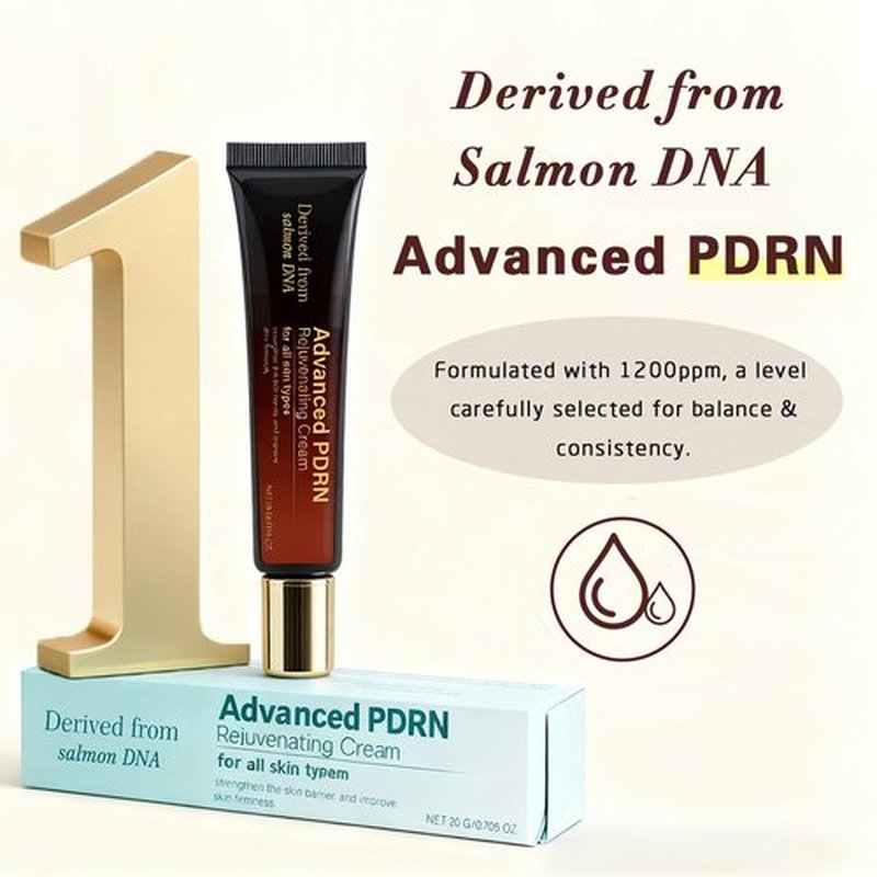 Advanced PDRN Rejuvenating Cream, 99% Pure Salmon DNA Collagen Gel Repair Cream, 0.7 oz, with Hyaluronic Acid and Niacinamide, Nighttime Skin Repair,Inspired Skincare