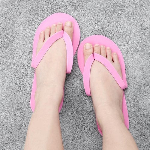 Khakho Pedicure Slippers Disposable Flip Flops for Pedicures 12 Pair Pink Pedicure Flip Flops for Women Salon Spa Beach Party Guests