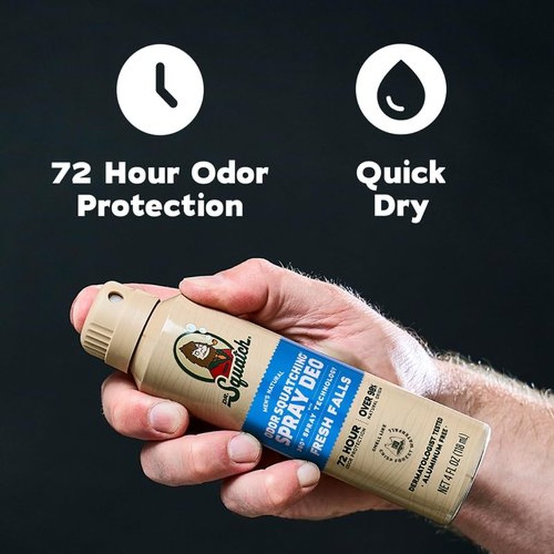 Dr. Squatch Natural Men’s Deodorant - Quick-Dry, Aluminum-Free, Dermatologist-Tested - Fresh Falls, 4oz (2-Pack)