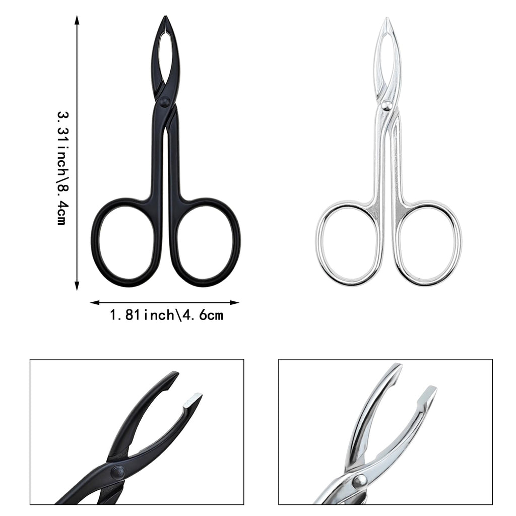 4 PACK Tweezers Scissor Straight Tip Brow Scissors for Hair Plucker Remover Facial Hair Eyebrows Care Plucker(Silver and Black)