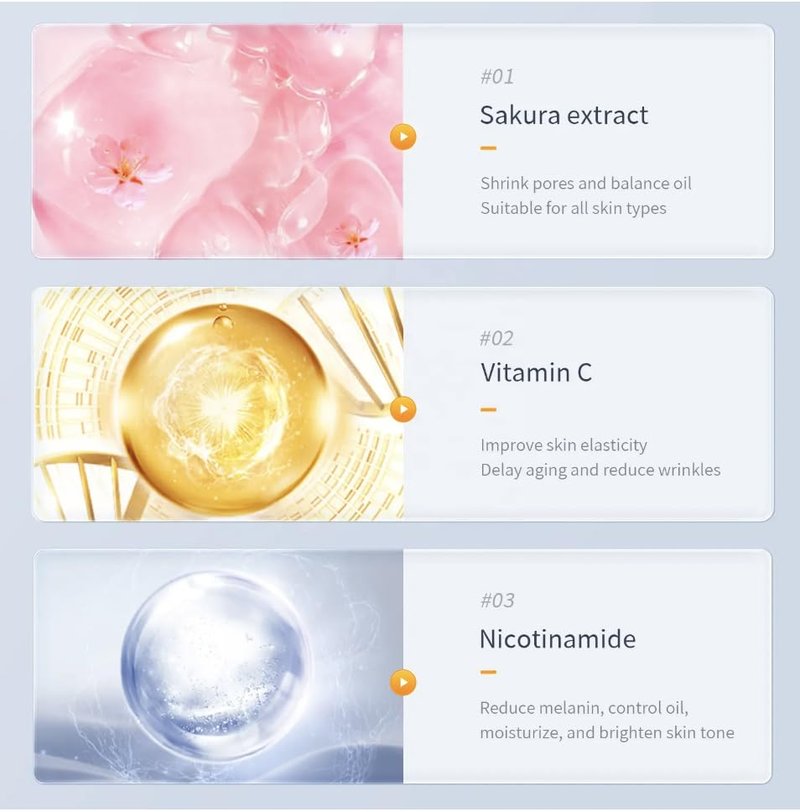 VSHELL Sakura Brightening Sheet Mask (10 Pack) – Hydrating Face Masks with Sakura Extract & Arbutin – Helps Improve the Look of Dullness, Dark Spots & Uneven Tone – Gentle for Sensitive Skin